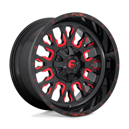 Fuel 1PC D612 Stroke 20x9 Inch Gloss Black Red Tinted Clear Wheel with 6x135/139.7 Bolt Pattern and 1.0 Offset