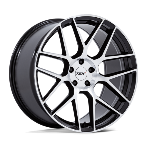 TSW LASARTHE 18x9.5 Inch Gloss Black Machined Wheel with 5x112 Bolt Pattern and +22 Offset