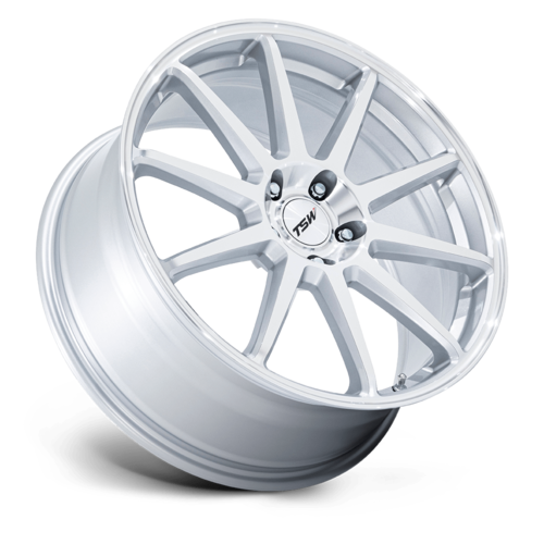 TSW TW004 CANARD 19x9.5 Wheel with 5x112 Bolt Pattern and Gloss Silver Machined Finish