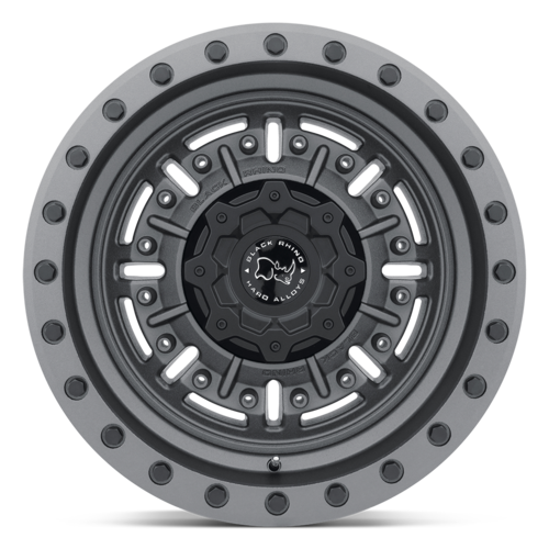 Black Rhino Hard Alloys BR Abrams 17x9.5 Inch Textured Matte Gunmetal Wheel with 5x127 Bolt Pattern and -18 Offset