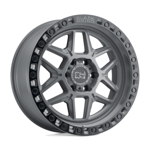 Black Rhino Hard Alloys KELSO 17x9 Inch Wheels with Battleship Gray Finish and Black Ring, 5x114.3 Bolt Pattern, -18 Offset