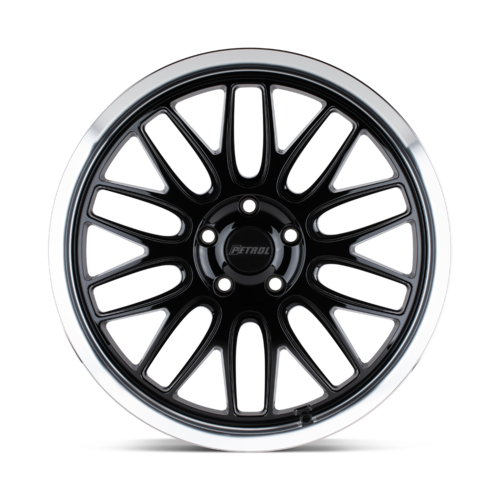 Petrol PE P4C 16x7 Inch Gloss Black Machined Cut Lip Wheel with 5x115 Bolt Pattern and 76.10mm Center Bore