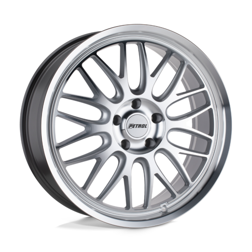 Petrol PE P4C 18x8 Inch Silver Machined Face and Lip Wheel with 5x112 Bolt Pattern and +40 Offset