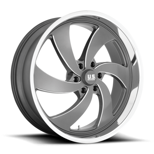 US Mag 1PC Desperado 24x9 Inch Anthracite Milled Diamond Cut Lip Wheel with 6x139.7 Bolt Pattern and 78.10 Center Bore