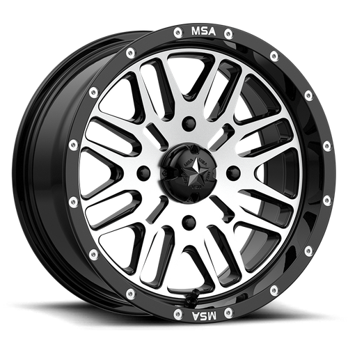 MSA Offroad Wheels M38 BRUTE UTV 14x7 Gloss Black Machined Wheel with 4x137 Bolt Pattern