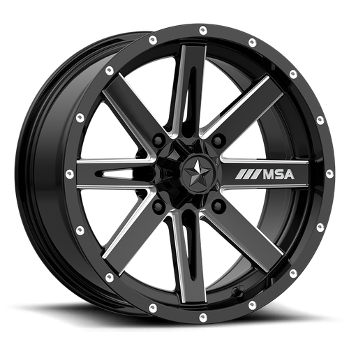 MSA Offroad Wheels M41 Boxer UTV 14x7 Gloss Black Milled with -47mm Offset