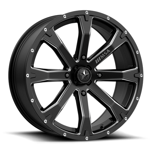 MSA Offroad Wheels M42 Bounty UTV 20x7 Satin Black Milled Wheel with 4x156 Bolt Pattern and 132mm Center Bore