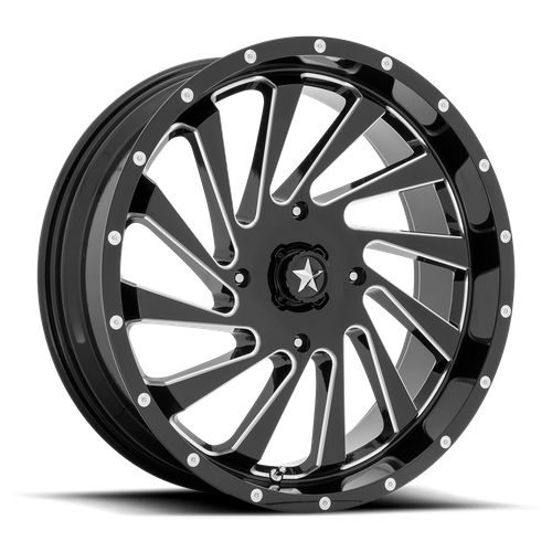 MSA Offroad Wheels M46 Blade UTV 20x7 Gloss Black Milled Wheel - 4x156 Bolt Pattern, 115.10 Center Bore