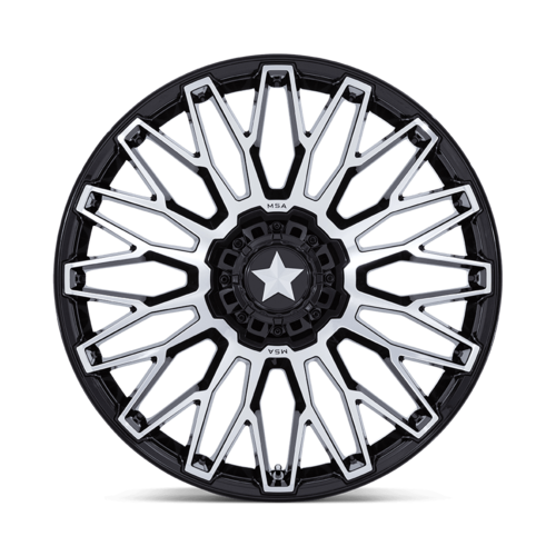 MSA Offroad Wheels M50 Clubber UTV 15x7 Gloss Black Machined Wheel with 5x114.3 Bolt Pattern and +10 Offset