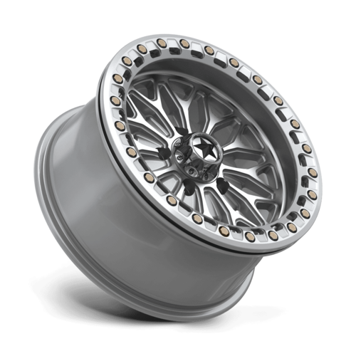 MSA Offroad Wheels MA53 BOLO UTV Beadlock 15x7 Inch Silver Gloss with Machined Face