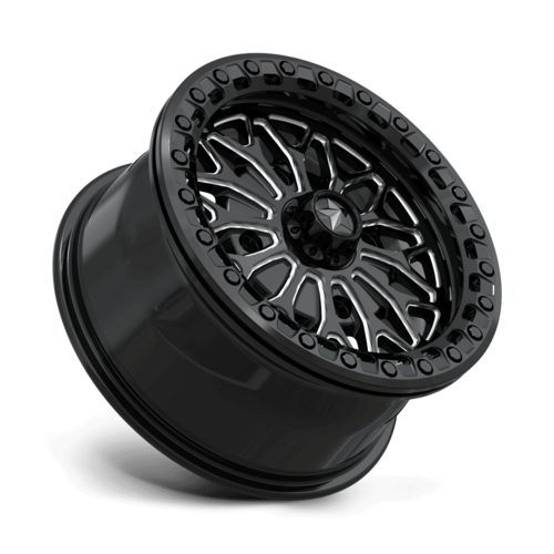 MSA Offroad Wheels MA53 BOLO UTV Beadlock 15x7 with 4x156 Bolt Pattern and Gloss Black Milled Finish