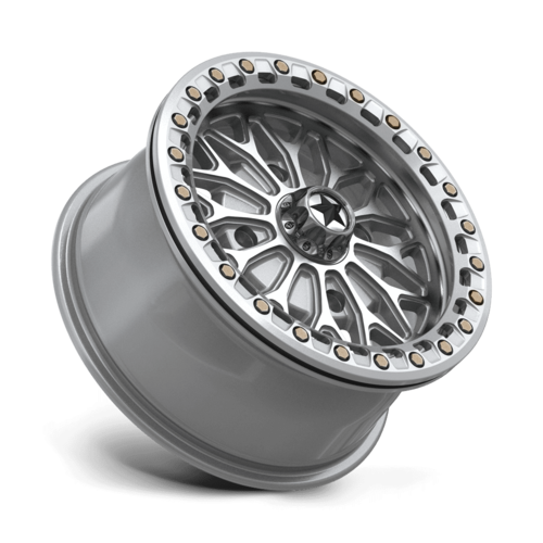 MSA Offroad Wheels MA53 BOLO UTV Beadlock 15x7 Inch Silver Gloss with Machined Face