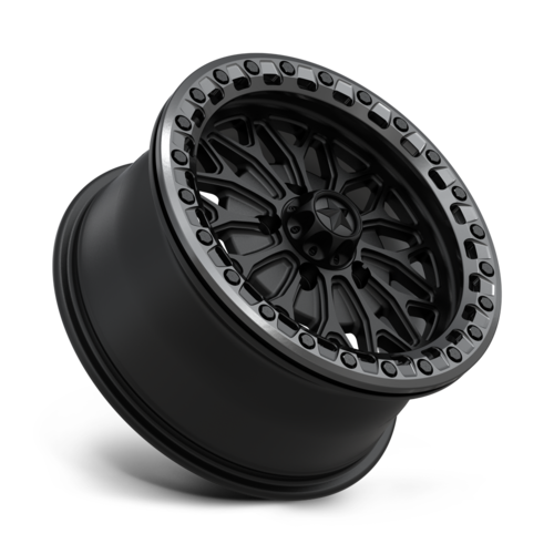 MSA Offroad Wheels MA53 Bolo UTV Beadlock 15x7 Matte Black with Gloss Gunmetal Ring