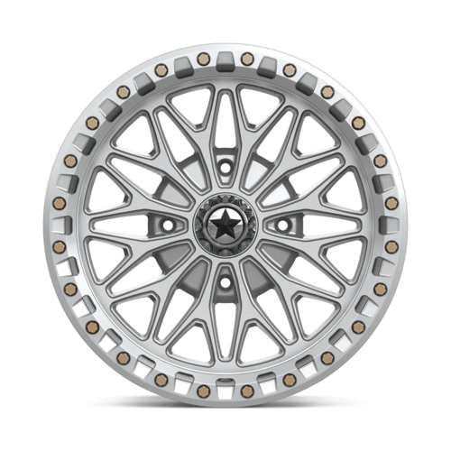 MSA Offroad Wheels MA53 BOLO UTV Beadlock 18x7 Inch Silver with Machined Face and 4x137 Bolt Pattern