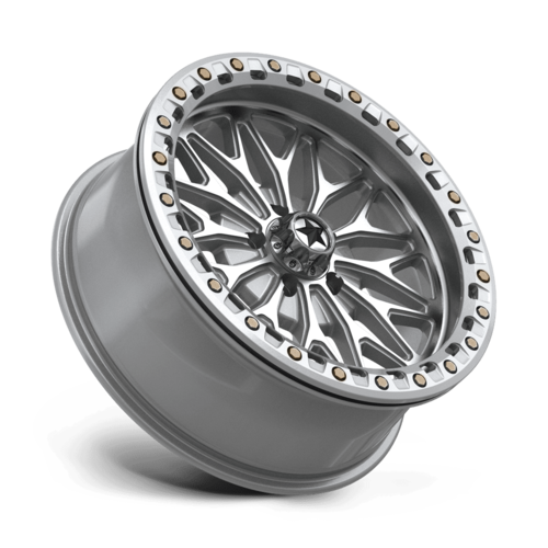 MSA Offroad Wheels MA53 BOLO UTV Beadlock 18x7 inches, 5x114.3 Bolt Pattern, +10 Offset, Gloss Silver with Machined Face