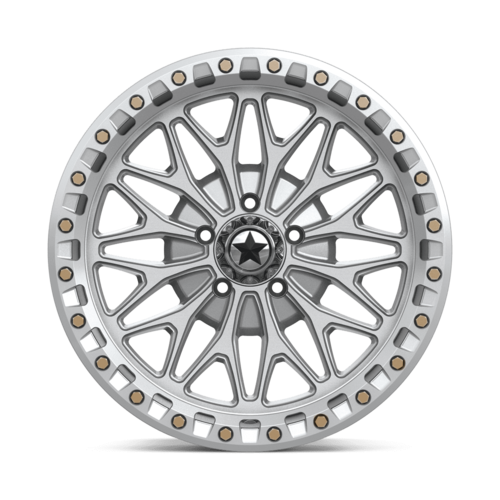 MSA Offroad Wheels MA53 BOLO UTV Beadlock 18x7 inches, 5x114.3 Bolt Pattern, +10 Offset, Gloss Silver with Machined Face
