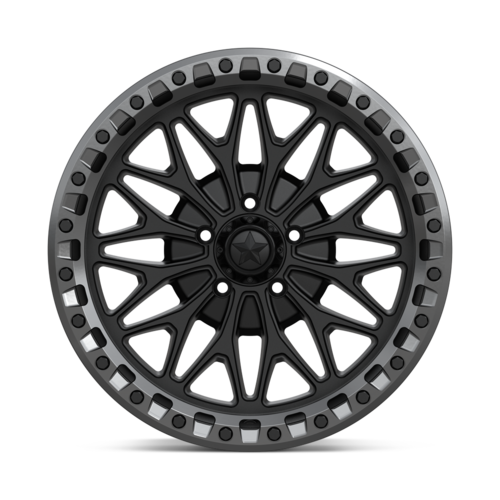 MSA Offroad Wheels MA53 Bolo UTV Beadlock 18x7 Matte Black with Gloss Gunmetal Ring