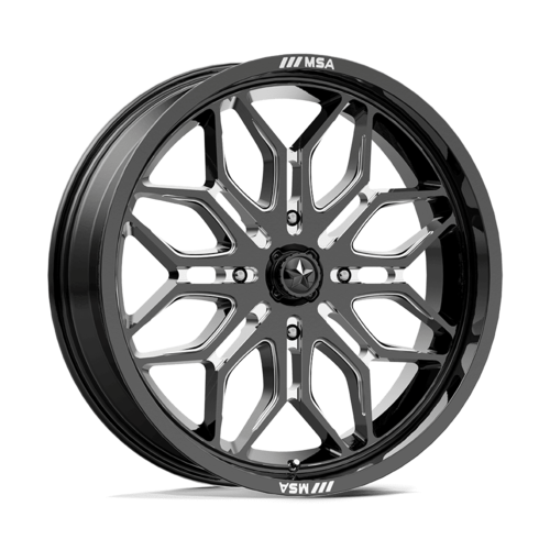 MSA Offroad Wheels M47 Sniper UTV 24x7 Gloss Black Milled Wheel with 4x156 Bolt Pattern and +10 Offset