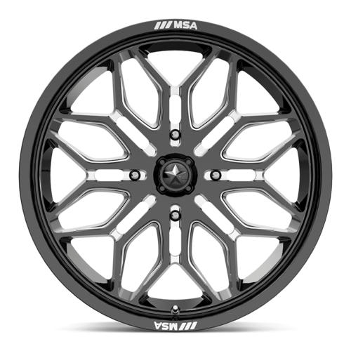 MSA Offroad Wheels M47 Sniper UTV 24x7 Gloss Black Milled Wheel with 4x156 Bolt Pattern and +10 Offset