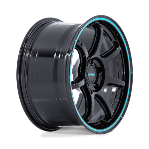 Rotiform RC208 BPU 18x9.5 Inch Gloss Black with Teal Stripe Wheel with 5x114.3 Bolt Pattern and +38 Offset