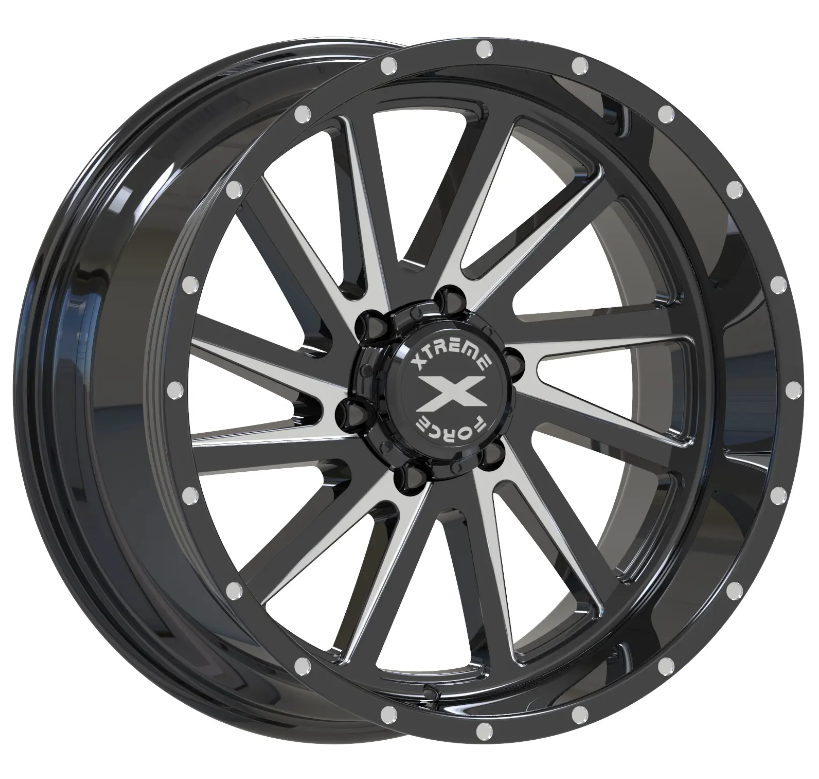 20X10 XTREME FORCE XF-3 WHEELS 6X5.5(139.7) -19 OFFSET - GLOSS BLACK & MILLED