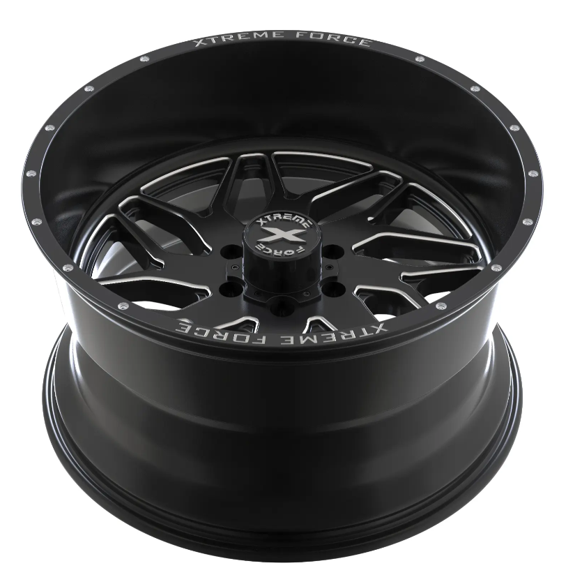 22X12 XTREME FORCE XF-2 WHEELS 6X5.5(139.7) & 6X135 -44 OFFSET - BLACK & MILLED