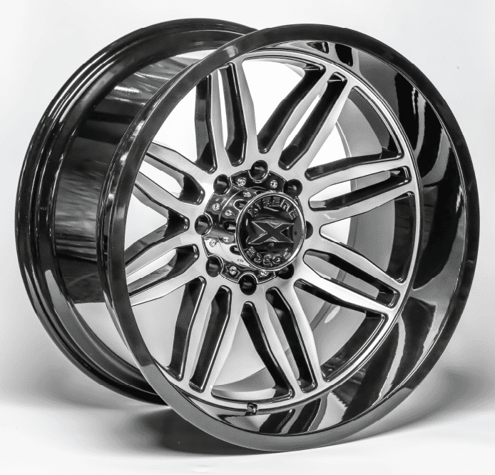 24X14 XTREME FORCE XF-5 WHEELS 6X5.5(139.7) -76 OFFSET - BLACK & BRUSHED