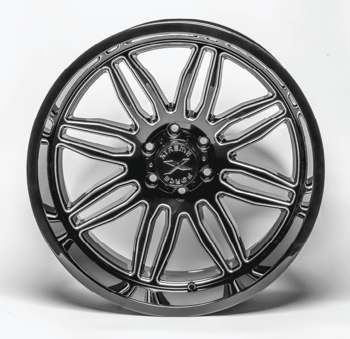 24X14 XTREME FORCE XF-5 WHEELS 6X5.5(139.7) -76 OFFSET - BLACK & BRUSHED