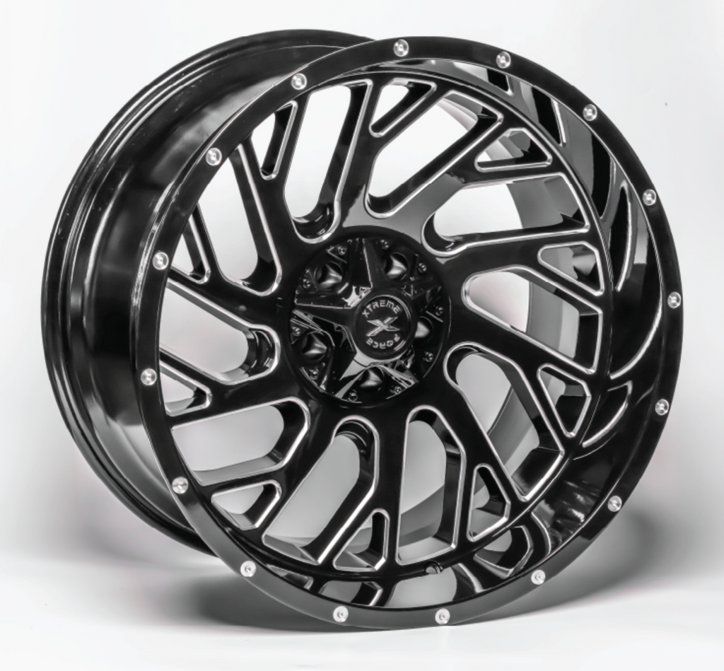 XTREME FORCE XF-8 CONCAVE WHEELS 6X5.5(139.7) & 6X135 - GLOSS BLACK & MILLED - TRUE DIRECTIONAL