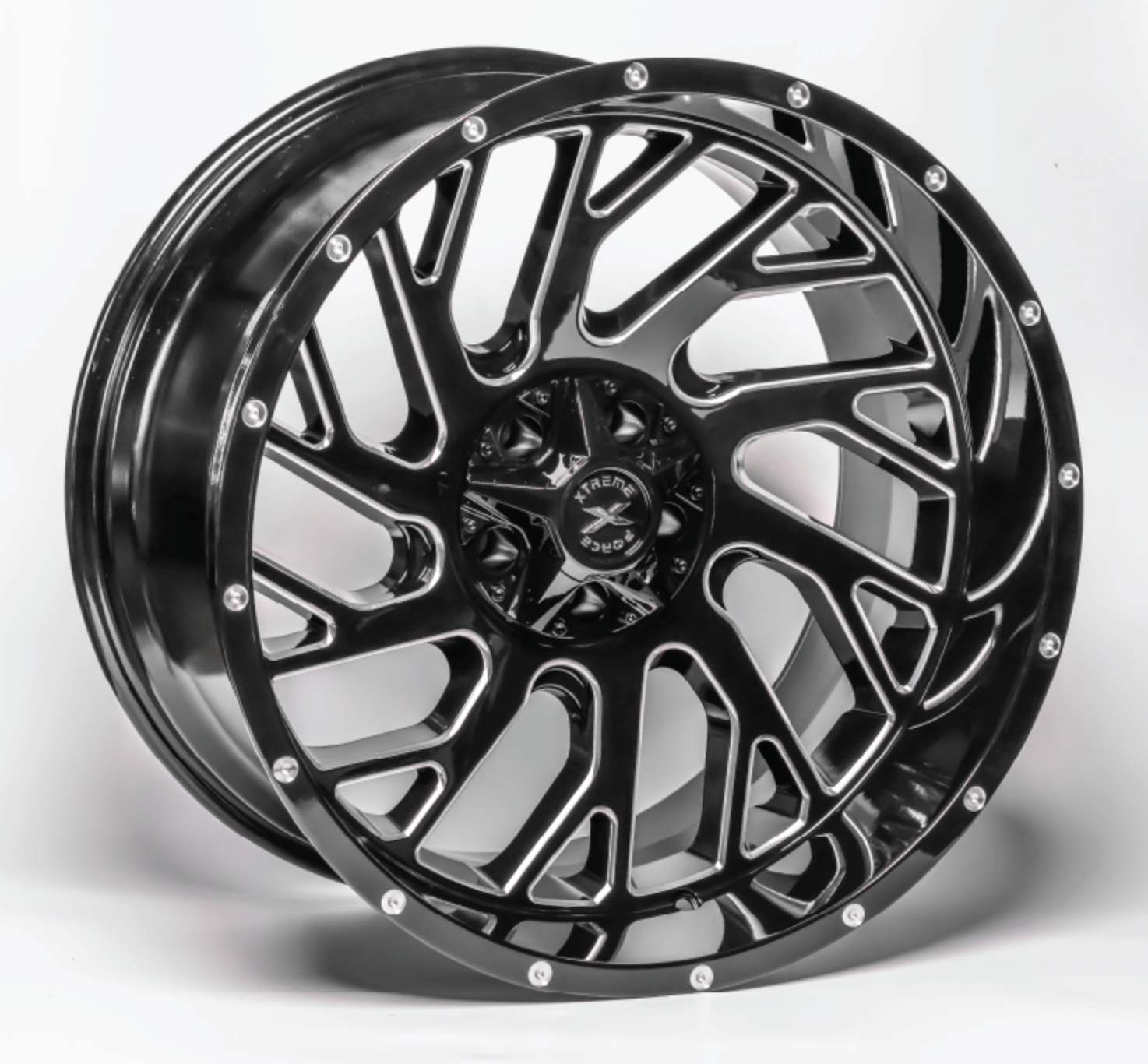 20X10 XTREME FORCE XF-8 CONCAVE WHEELS 5X5(127) & 5X5.5(139.7) - GLOSS BLACK & MILLED - TRUE DIRECTIONAL