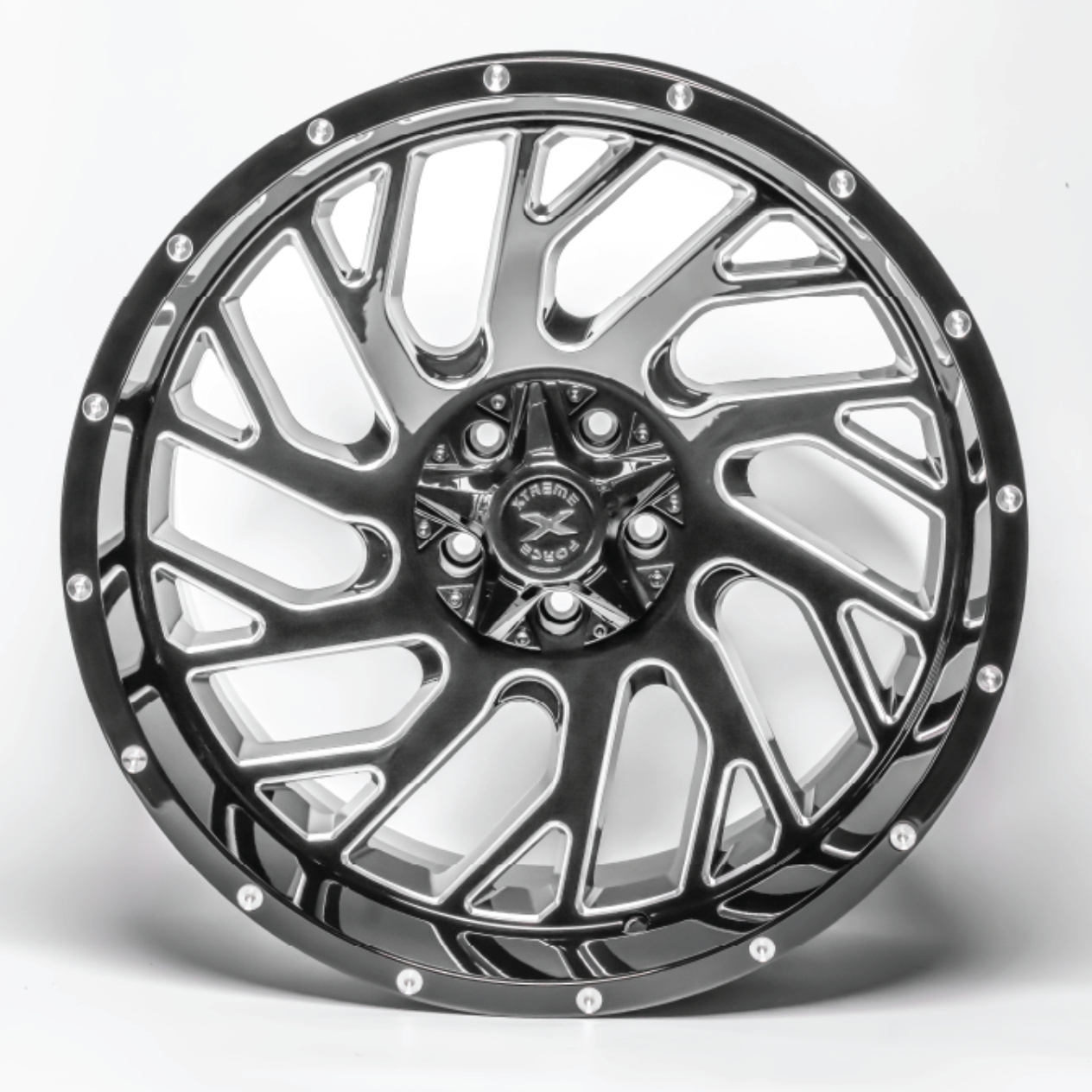 20X10 XTREME FORCE XF-8 CONCAVE WHEELS 5X5(127) & 5X5.5(139.7) - GLOSS BLACK & MILLED - TRUE DIRECTIONAL