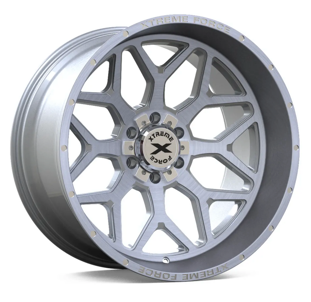 22X12 XTREME FORCE XF-12 WHEELS 5X5(127) & 5X5.5(139.7) - SILVER BRUSHED