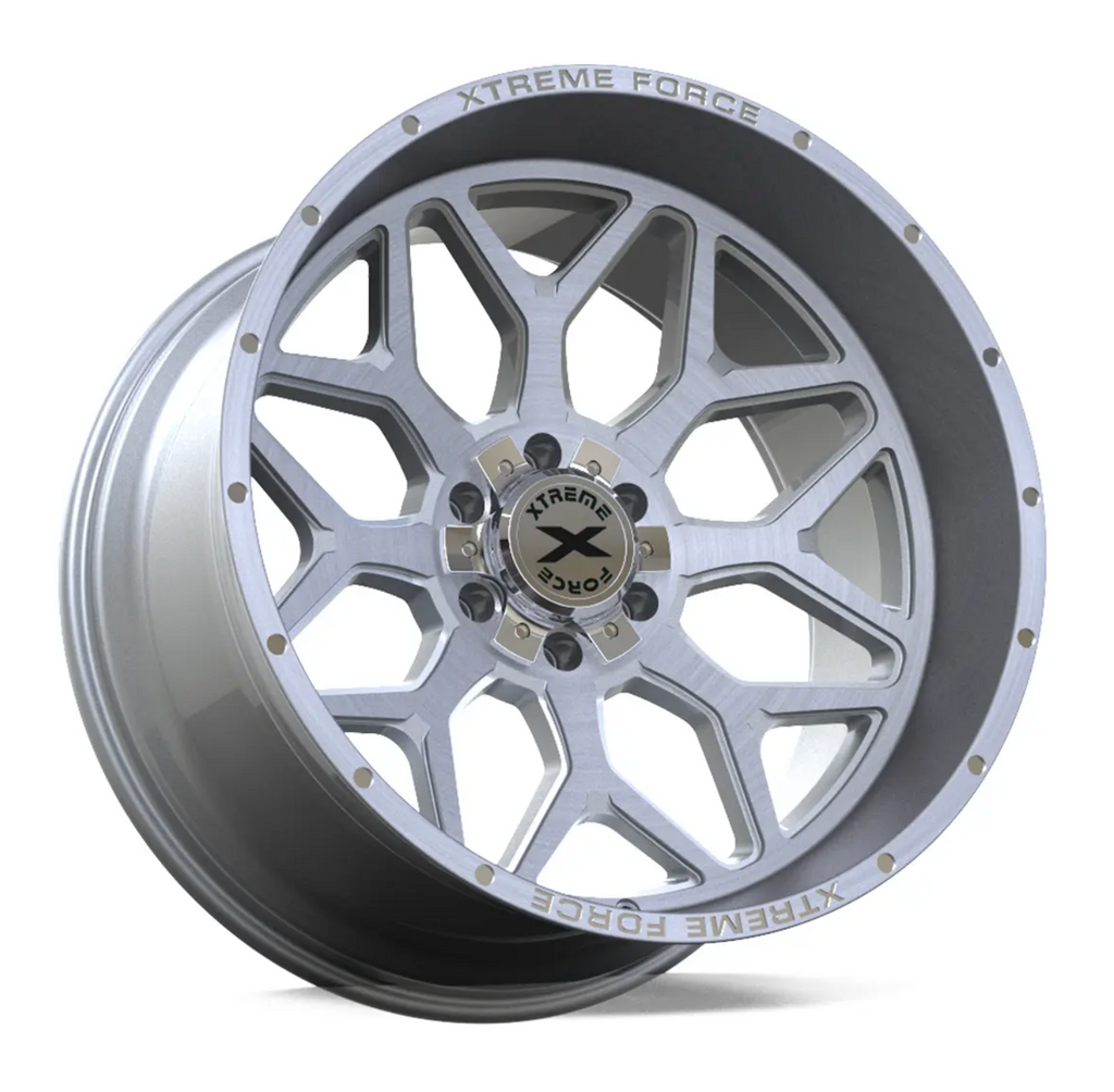 22X12 XTREME FORCE XF-12 WHEELS 5X5(127) & 5X5.5(139.7) - SILVER BRUSHED