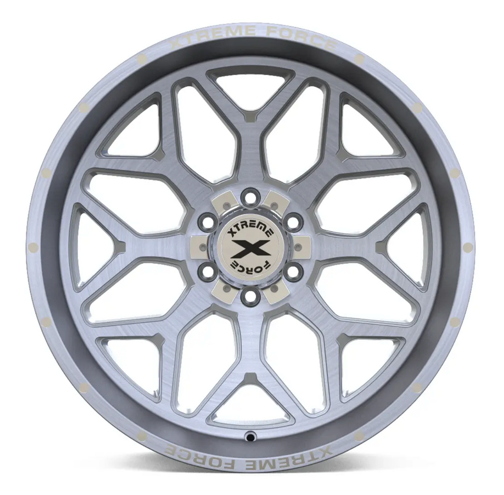 22X12 XTREME FORCE XF-12 WHEELS 5X5(127) & 5X5.5(139.7) - SILVER BRUSHED