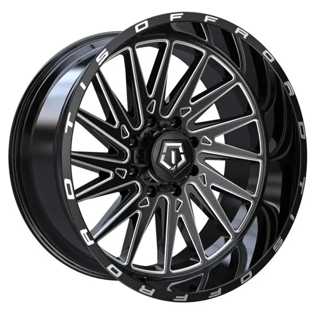 20X10 TIS 547BM OFF-ROAD WHEELS WITH 5X4.50/5X5.00 BOLT PATTERN AND -19 OFFSET - GLOSS BLACK & MILLED