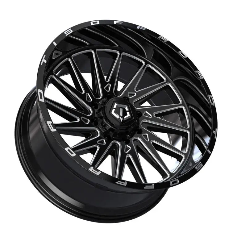 20X10 TIS 547BM OFF-ROAD WHEELS WITH 5X4.50/5X5.00 BOLT PATTERN AND -19 OFFSET - GLOSS BLACK & MILLED