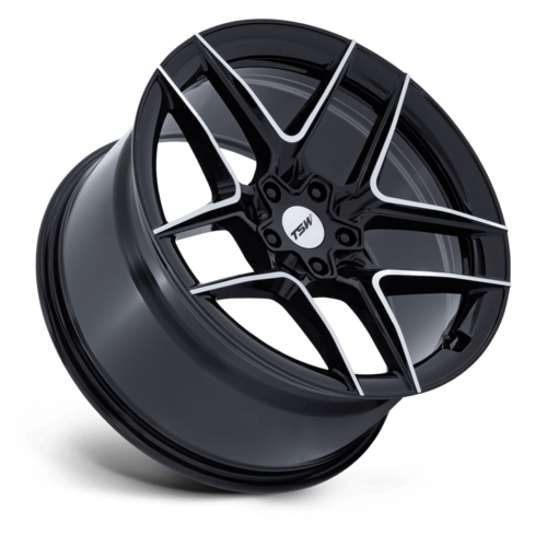TSW Slipstream 19x9.5 Inch Alloy Wheel with 5x114.3 Bolt Pattern and +25 Offset in Gloss Black Machined Finish