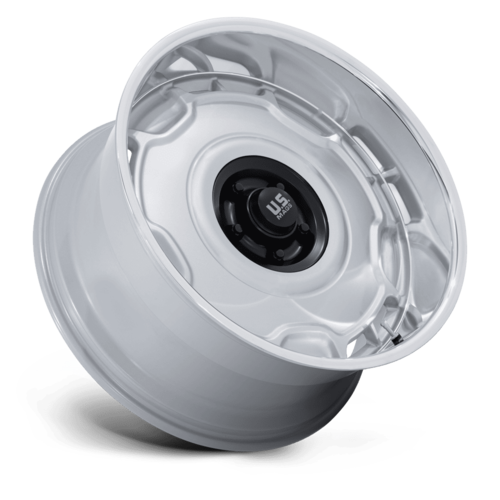 US Mag 1PC Arlington 22x10.5 Inch Matte Black and Silver Diamond Cut Lip Wheel with 5x127 Bolt Pattern and +12 Offset