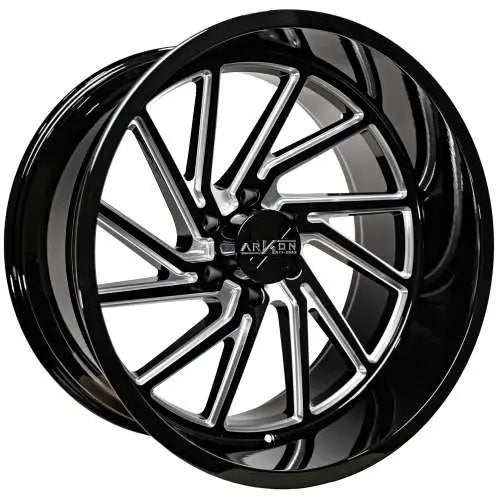 22X12 ARKON KENNEDY 0FF-ROAD WHEELS - 6X5.50 WITH -51 OFFSET - GLOSS BLACK & MILLED