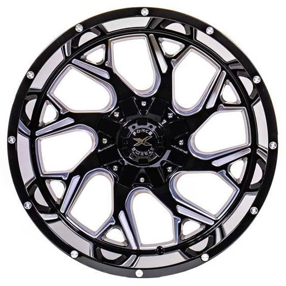 22X12 XTREME FORCE RAPTOR WHEELS 5X5(127) & 5X5.5(139.7) - GLOSS BLACK & MILLED
