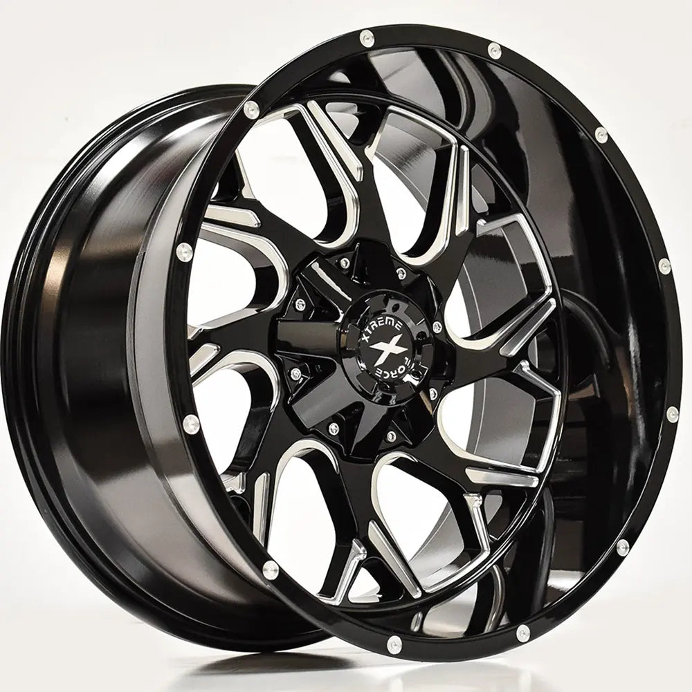 22X12 XTREME FORCE RAPTOR WHEELS 5X5(127) & 5X5.5(139.7) - GLOSS BLACK & MILLED