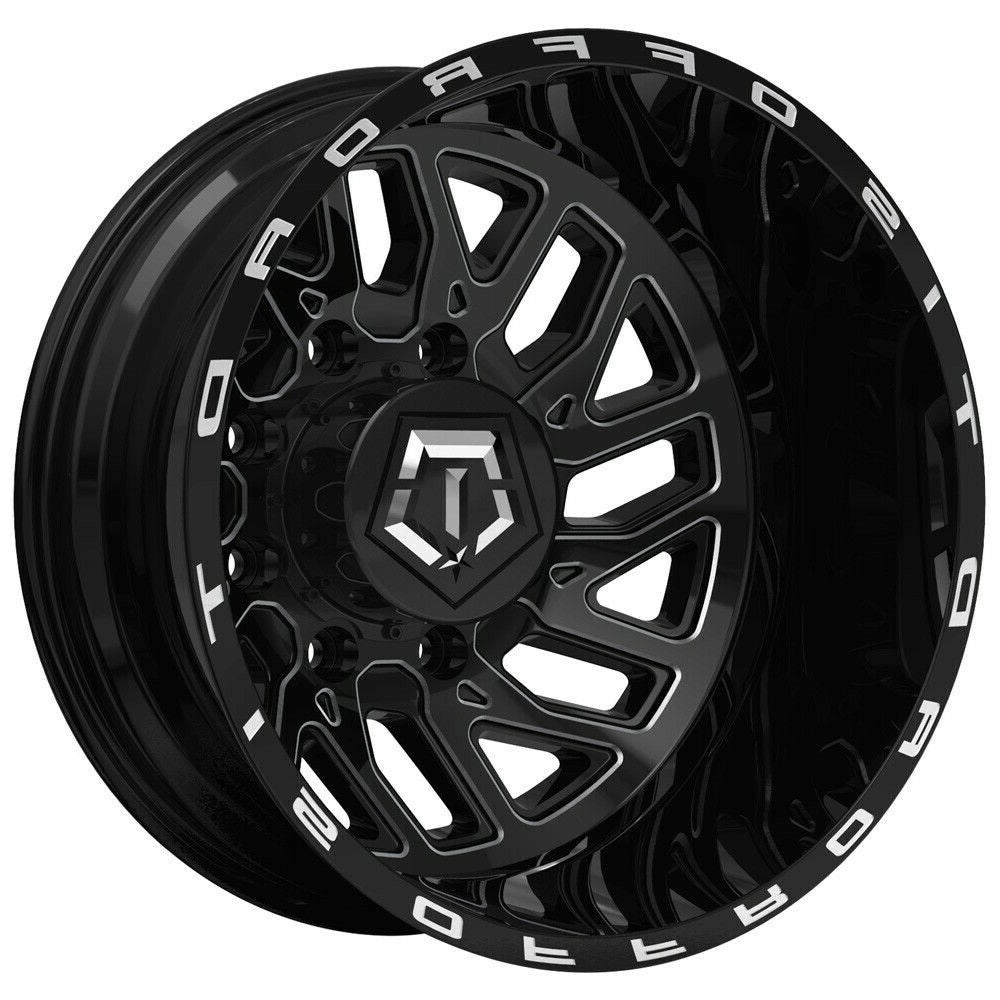 17X6.5 TIS 544BM Rear Outer Dually Wheels with -140mm Offset and 8X6.5 Bolt Pattern - Gloss Black & Milled