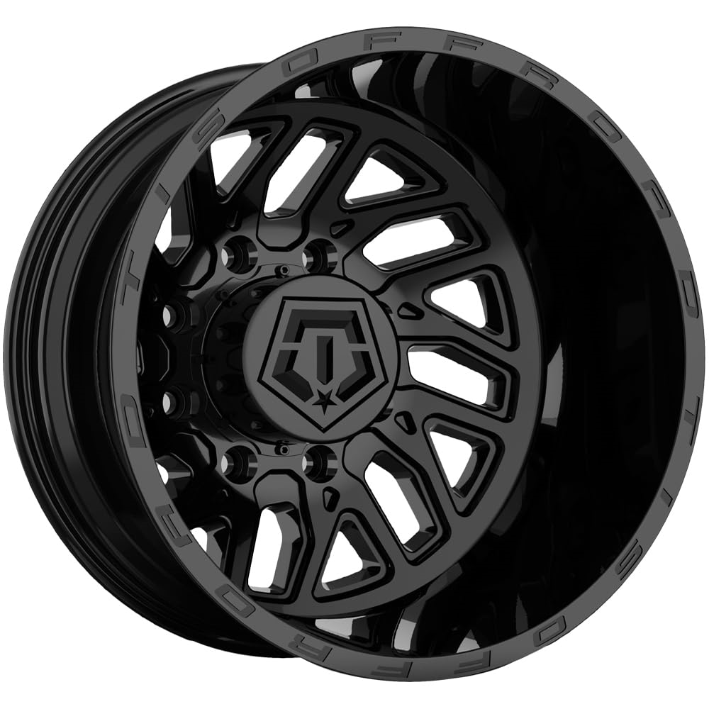 17X6.5 TIS 544B Rear Outer Dually Wheels with -140mm Offset and 8X210 Bolt Pattern - Gloss Black