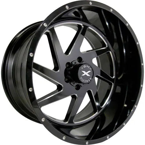 24X14 XTREME FORCE XF-6 WHEELS 8X6.5(165.1) - GLOSS BLACK & MILLED - TRUE DIRECTIONAL
